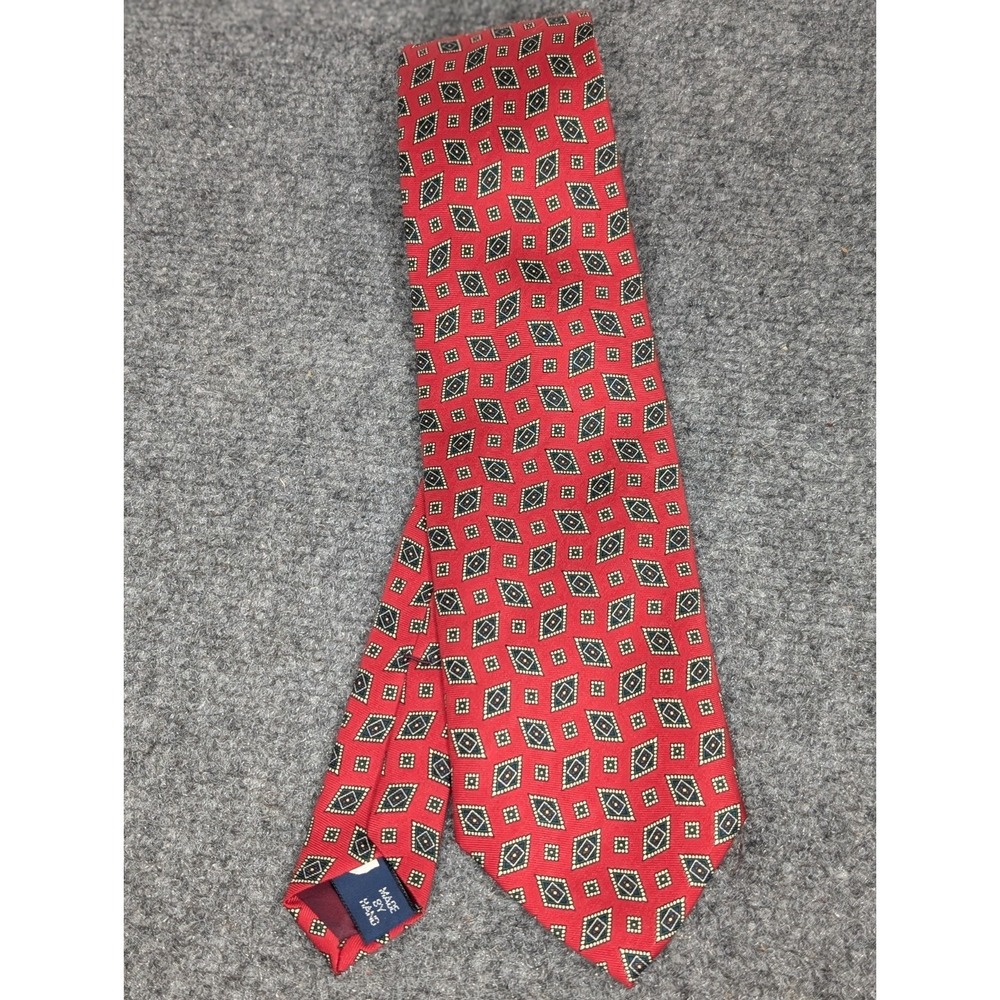 Vintage‎ Polo Ralph Lauren Necktie 100% Silk Red Diamond Pattern 56"x3.5" USA